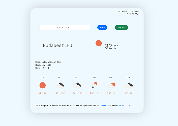 Wheather app project preview